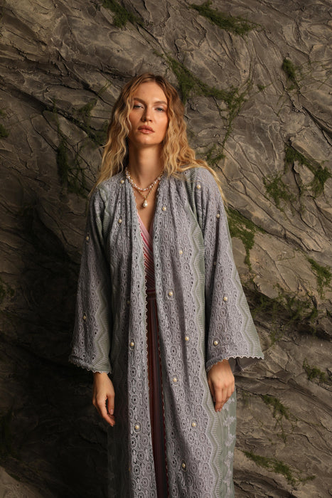 Azure Blue Embroidered Abaya