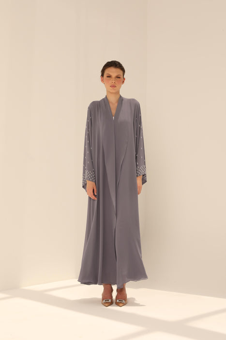 Pearl Embellished Abaya in Set