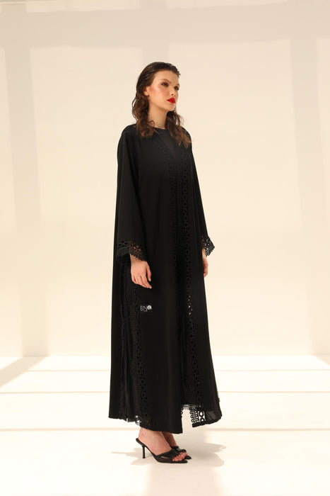 Lace Trimmed Abaya Set