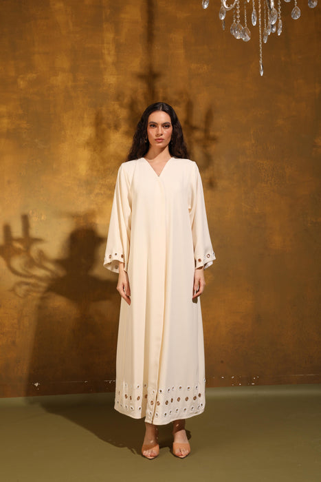 Sandy Glow Embellished Crepe Abaya