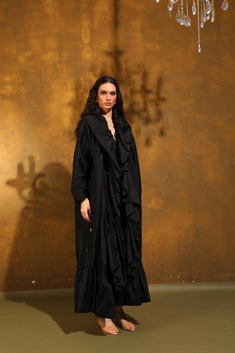 Power Flow Black Taffeta Abaya