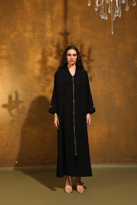 Noir Zipper Luxe Abaya