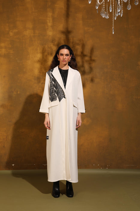 Ivory Glow Coat Crepe Abaya