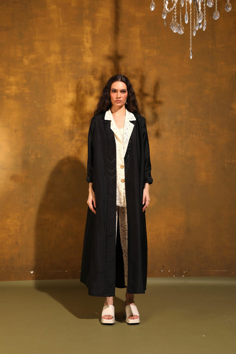 Black Grace Embellished Taffeta Abaya