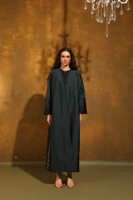 Emerald Gleam Taffeta Abaya