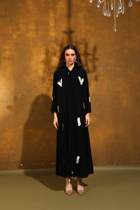 Black Bloom Chiffon Abaya