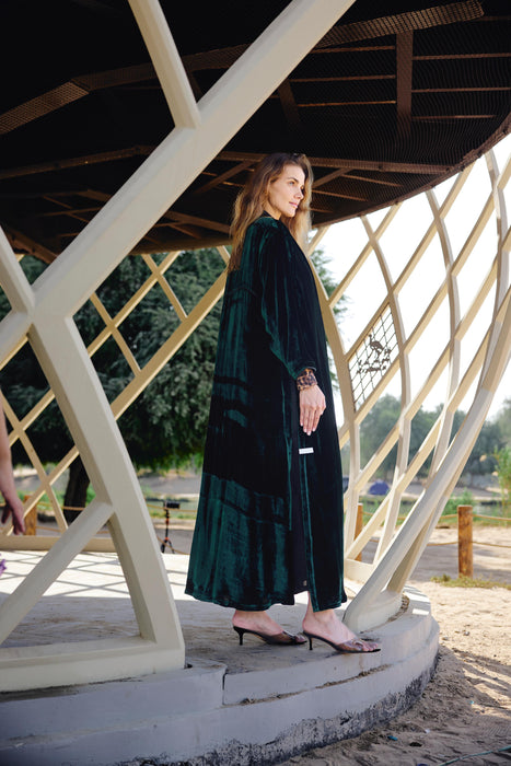Velvet Green Elegance Abaya