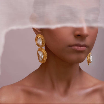 Gold Plated Earrings in Pearl