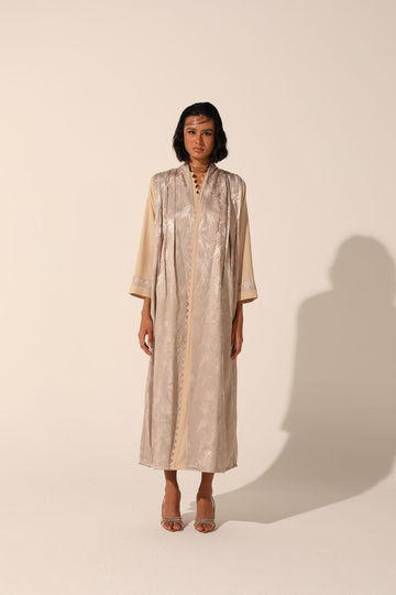 Stylish Abstract Beige Abaya in Soft Crepe
