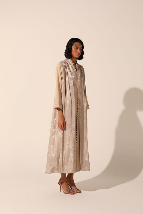 Stylish Abstract Beige Abaya in Soft Crepe