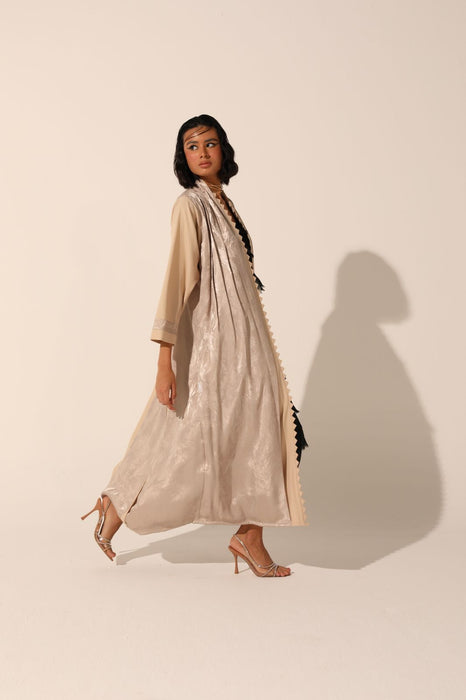 Stylish Abstract Beige Abaya in Soft Crepe