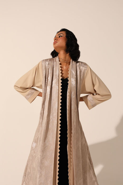Stylish Abstract Beige Abaya in Soft Crepe