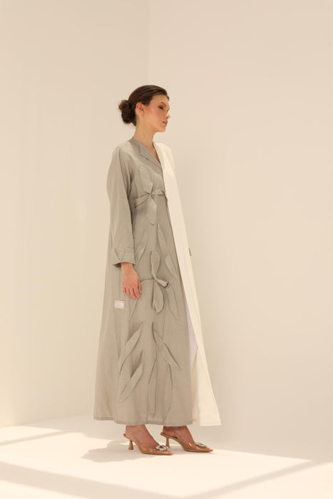 Stylish Two-Tone Abaya in Linen