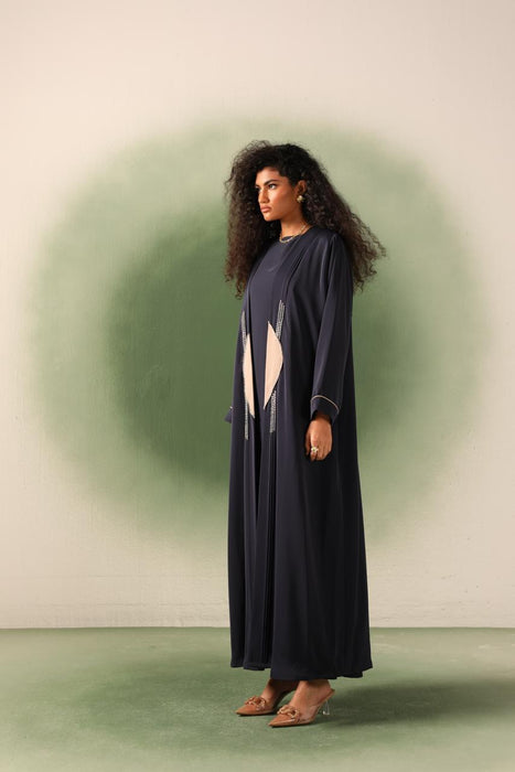Beaded Embellished Blue Abaya Set