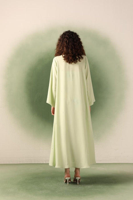 Crystal Embellished Chiffon Lime Abaya