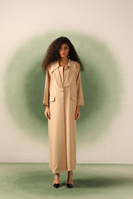 Work Beige Coat Abaya