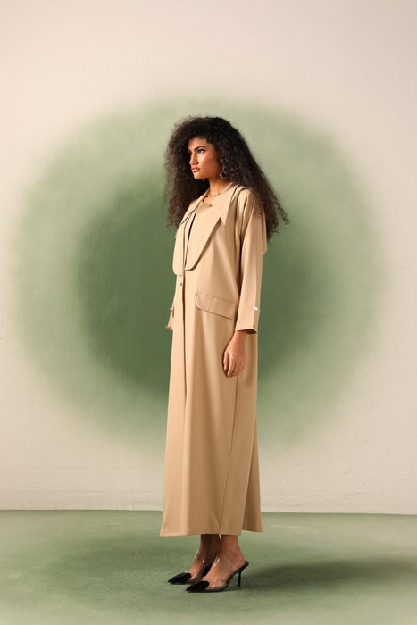 Work Beige Coat Abaya