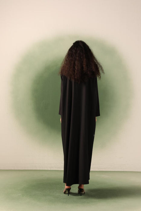 Stylish Black Crystal Embellished Abaya