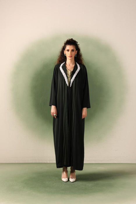 Pearl Embellished Green Abaya