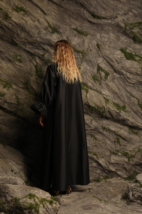 Embellished Black Tulle Abaya