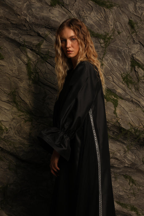 Embellished Black Tulle Abaya