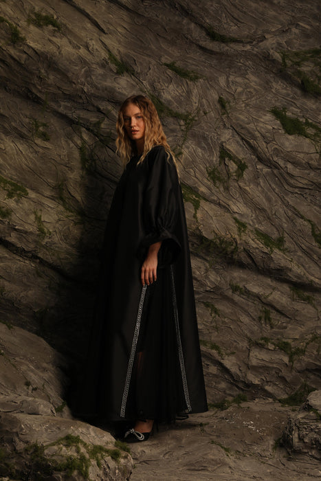 Embellished Black Tulle Abaya