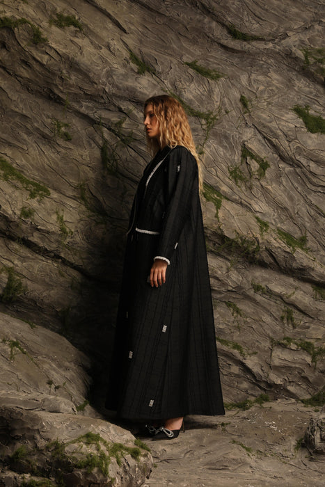 Embellished Black Coat Abaya