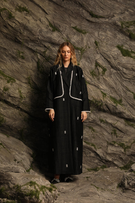 Embellished Black Coat Abaya
