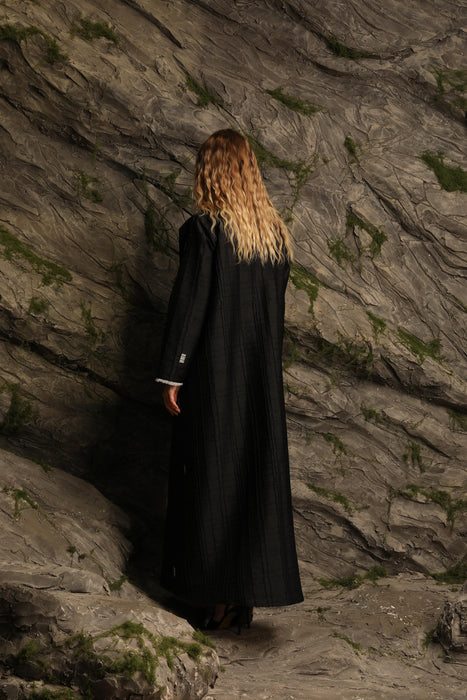 Embellished Black Coat Abaya