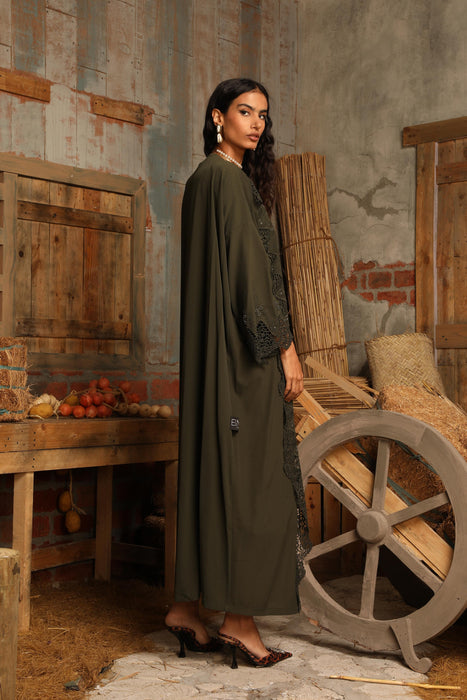 Stylish Olive Embroidered Abaya