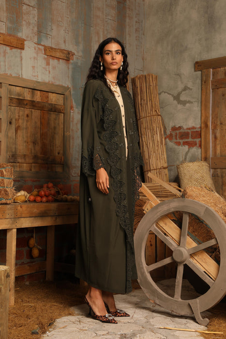Stylish Olive Embroidered Abaya