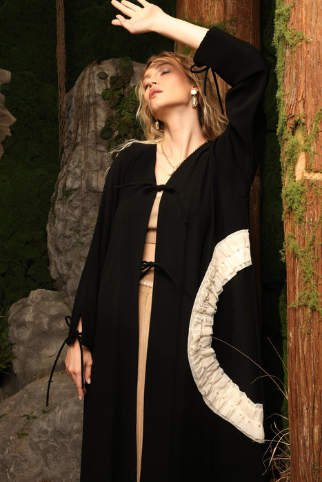 Black Abaya with Delicate Pearl Embellishments