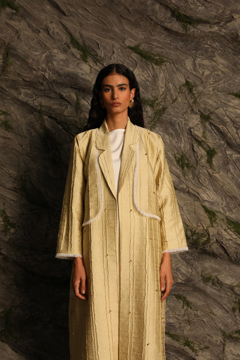 Embellished Soft Amber Coat Abaya
