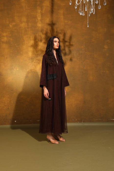 Cocoa Tulle Abaya