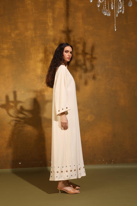 Sandy Glow Embellished Crepe Abaya