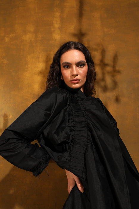 Runway Noir Taffeta Abaya