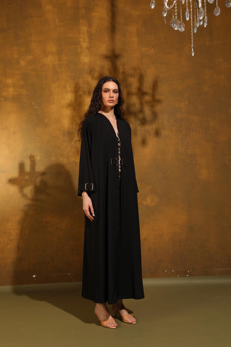 Deep Black Drape Crepe Abaya