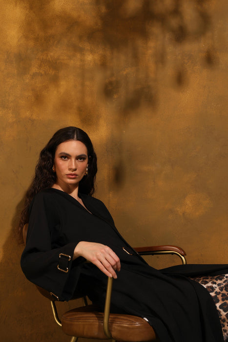 Deep Black Drape Crepe Abaya