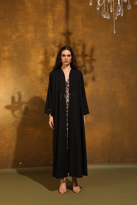 Deep Black Drape Crepe Abaya