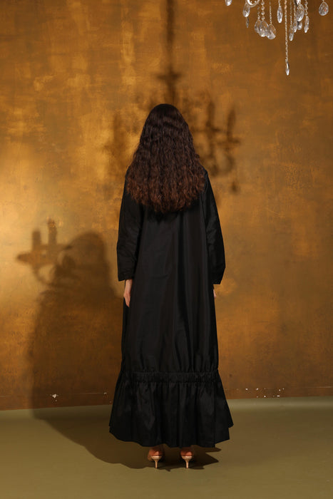 Power Flow Black Taffeta Abaya