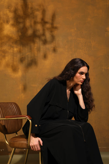 Noir Zipper Luxe Abaya