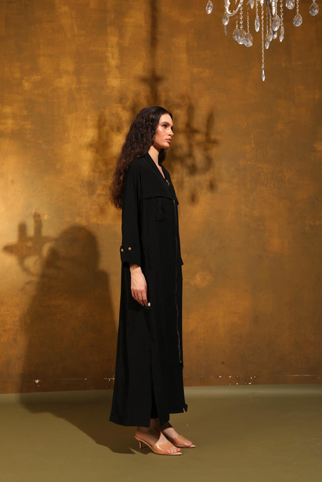 Noir Zipper Luxe Abaya