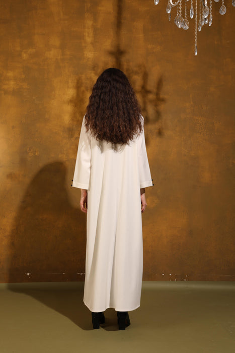 Ivory Glow Coat Crepe Abaya