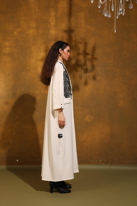 Ivory Glow Coat Crepe Abaya