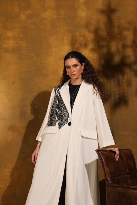 Ivory Glow Coat Crepe Abaya