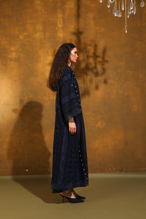 Blue Mist Pearl Embellished Abaya