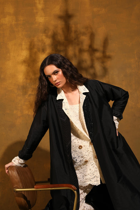 Black Grace Embellished Taffeta Abaya