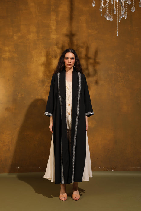 Ivory Breeze Black Crepe Abaya