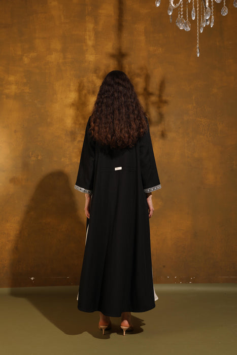 Ivory Breeze Black Crepe Abaya