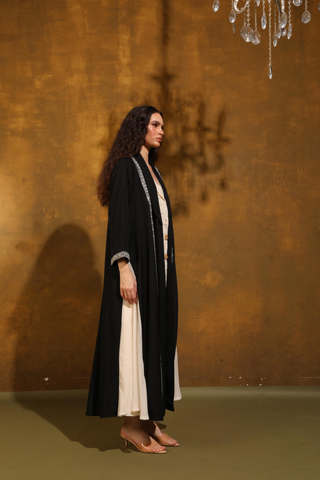 Ivory Breeze Black Crepe Abaya